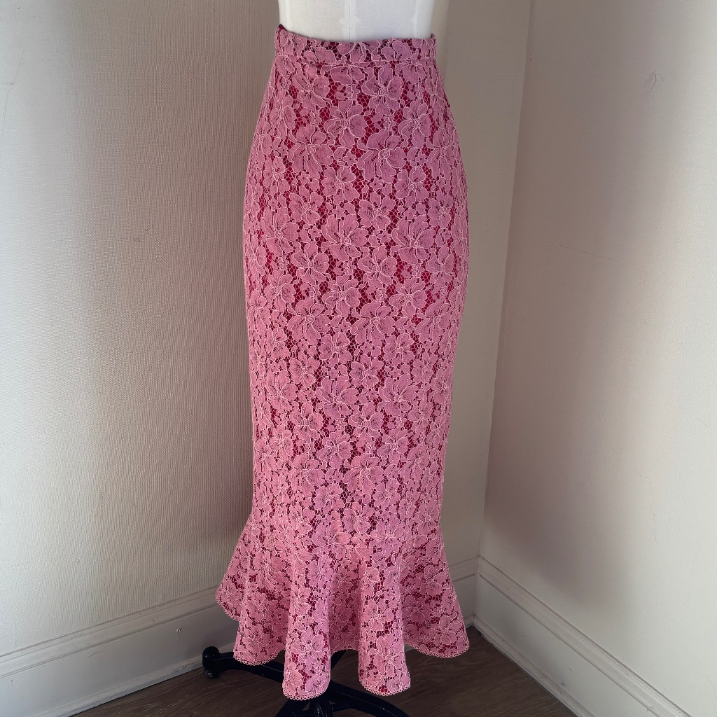 Saloni Pink Lace Skirt